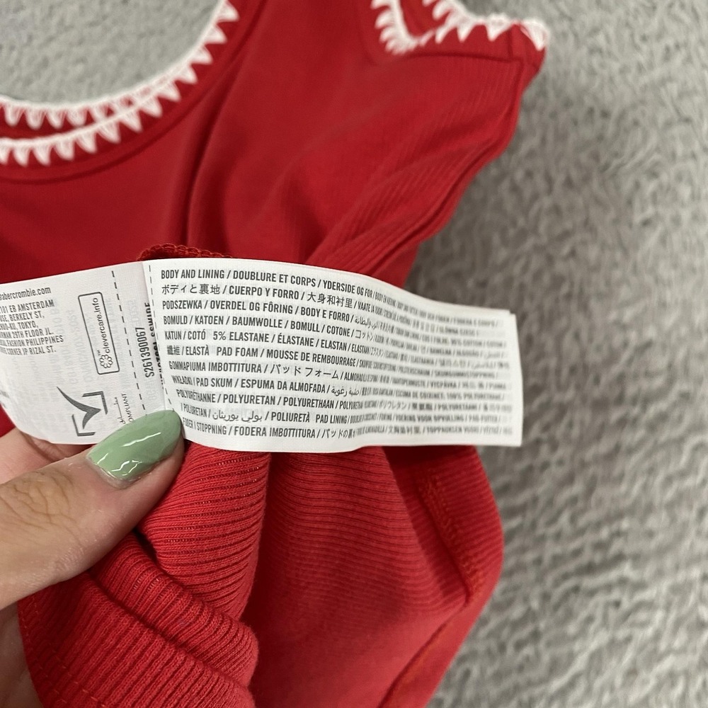 Abercrombie & Fitch Tank Top Womens XL Red Bra-Free Collection Crochet Trim - Picture 9 of 14